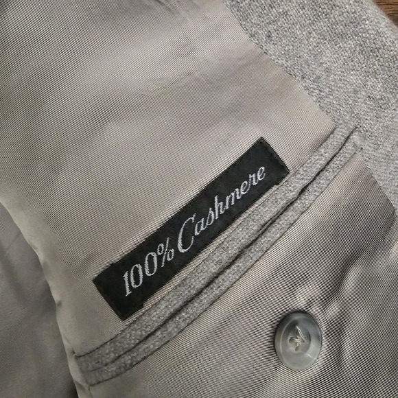 Neiman Marcus Mens Lined Cashmere Two Button Blazer Sport Coat Jacket Light Gray - Picture 13 of 15